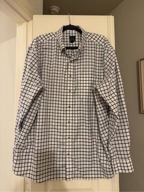 Jos. A. Bank Brown, White and Navy Windowpane Dress Shirt
